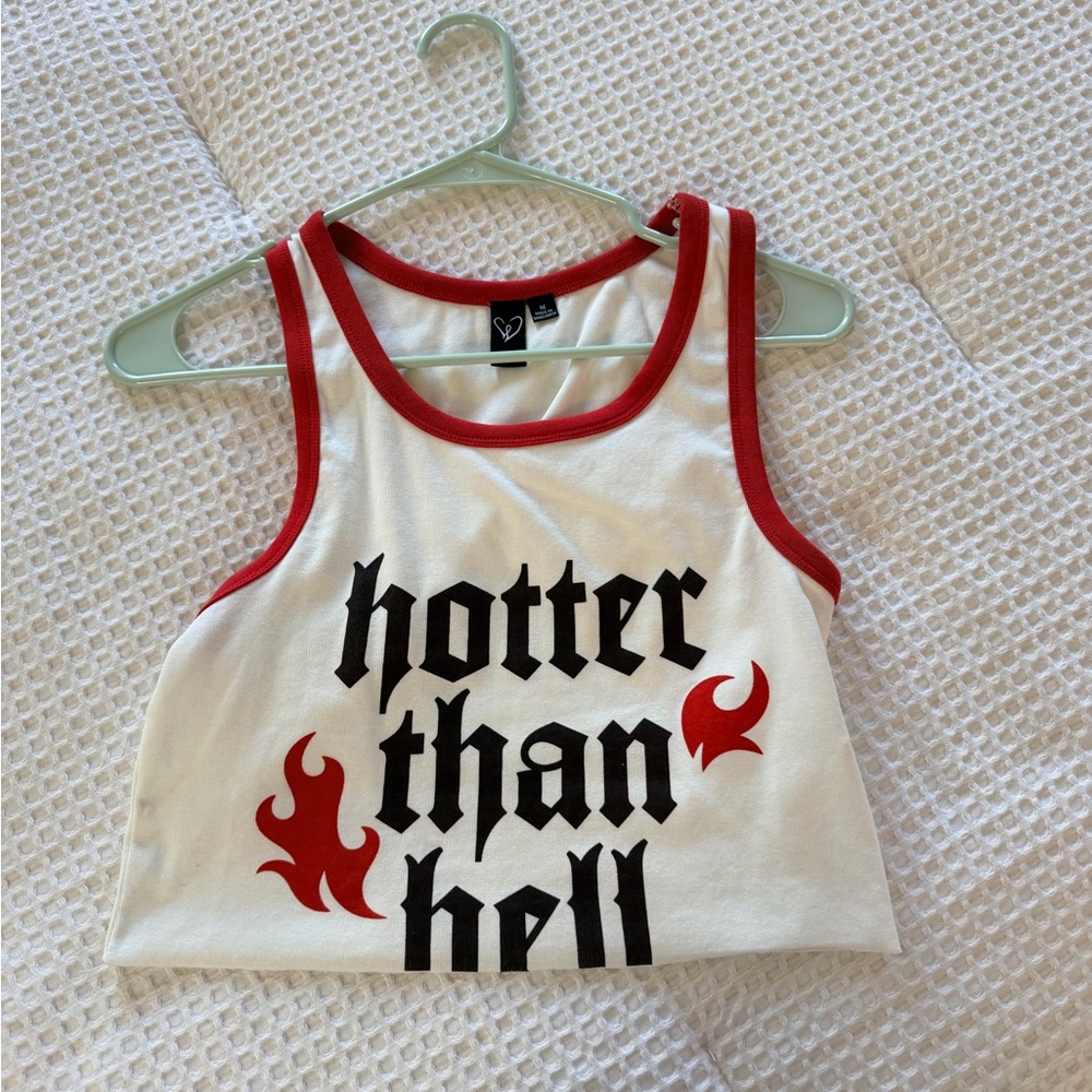 Windsor White Tank Top with Red Trim & Graphic